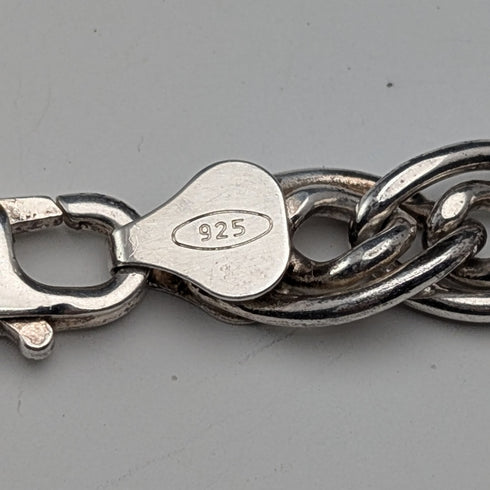 British Vintage Sterling Silver Double Curb Chain Necklace 45cm 50g BJB