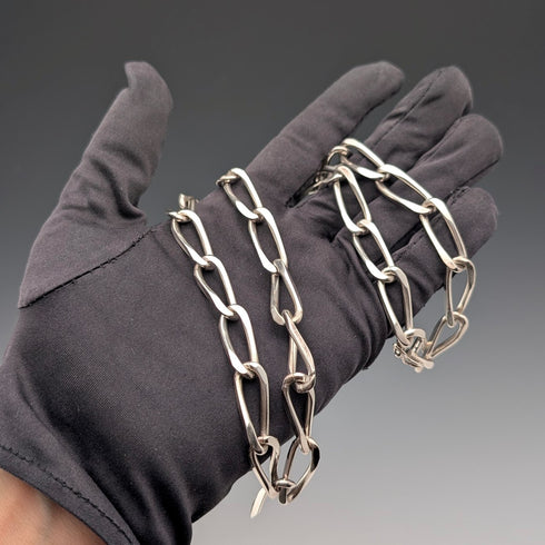 英国ヴィンテージ 純銀製 ロング喜平チェーン ネックレス60cm 63g VJ