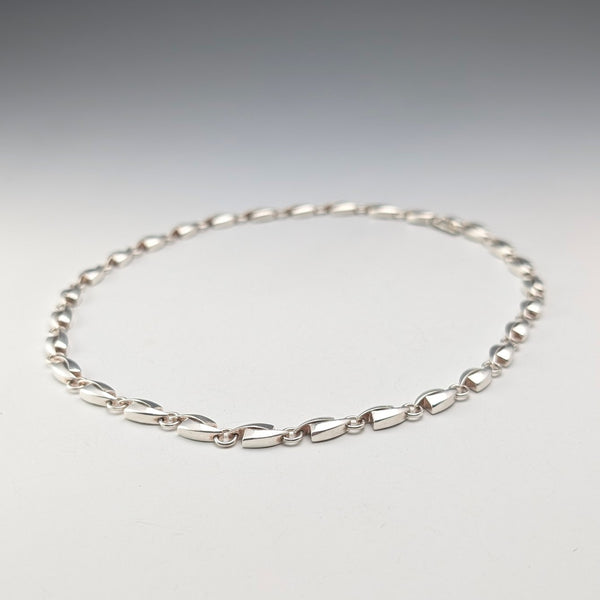 Vintage Sterling Silver Modernist Link Chain Necklace, 43cm, 32g