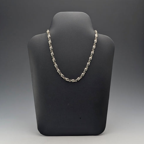 ヴィンテージ 純銀製 モダニストリンクチェーン ネックレス43cm 32g