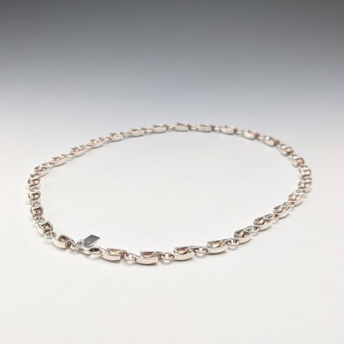 ヴィンテージ 純銀製 モダニストリンクチェーン ネックレス43cm 32g