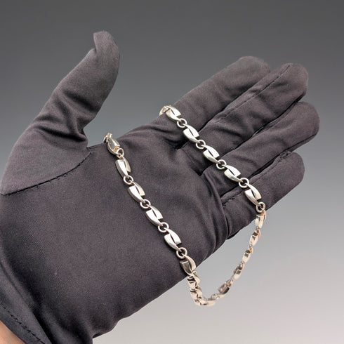 ヴィンテージ 純銀製 モダニストリンクチェーン ネックレス43cm 32g