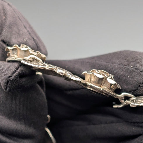 Vintage Sterling Silver Rose Flower Chain Necklace, 43cm, 65g