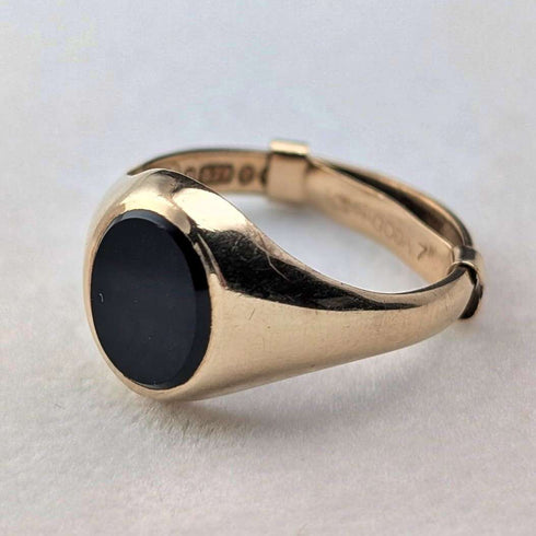 1966年 英国ヴィンテージ K9ゴールド シグネットリング 3.3g(14-16号) 指輪 Fred Manshaw Ltd