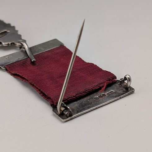 1915 British Antique Sterling Silver Perfect Attendance Award School Medal, Vaughton & Son