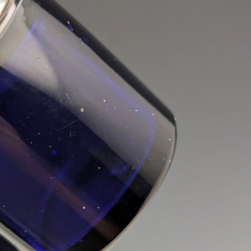 1905年 英国アンティーク 純銀蓋&コバルトガラス製 インク壺ペア C.S Harris&Sons Ltd