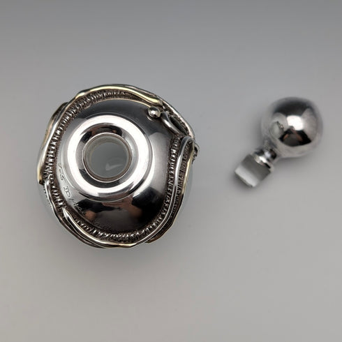 Early 20th Century Silver Overlay & Avalon Decorated Frosted Glass Perfume Bottle, DOMAR