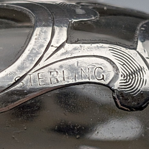 米国ヴィンテージ アール・ヌーヴォー シルバーオーバーレイ ガラス パフュームボトル 香水瓶