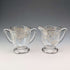 Vintage US Silver Overlay Sugar Bowl & Cream Jug, Silver City Glass Co.