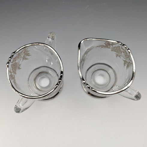 美國復古銀覆蓋糖碗與奶罐 Silver City Glass Co