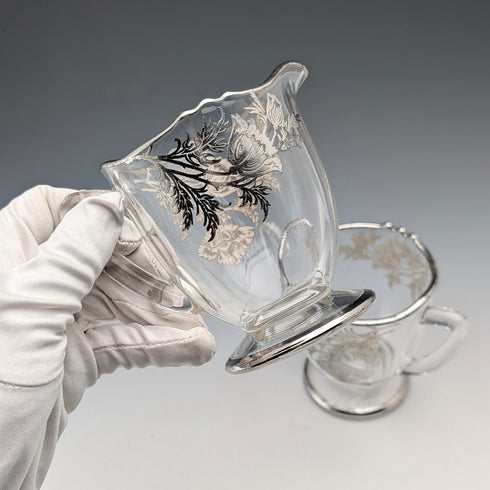 美國復古銀覆蓋糖碗與奶罐 Silver City Glass Co