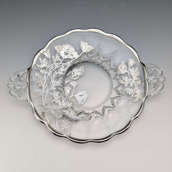 米国ヴィンテージ シルバーオーバーレイ スモールディッシュ 直径18cm Silver City Glass Co