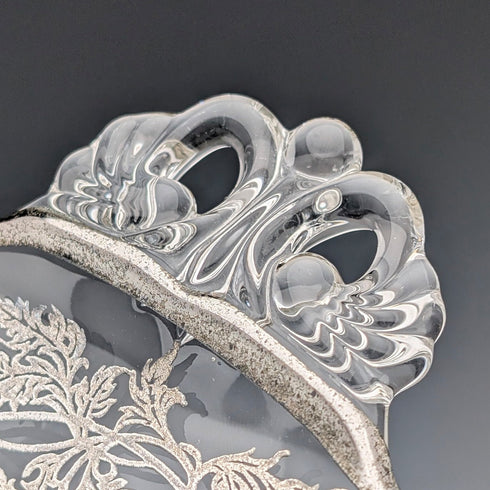 米国ヴィンテージ シルバーオーバーレイ スモールディッシュ 直径18cm Silver City Glass Co