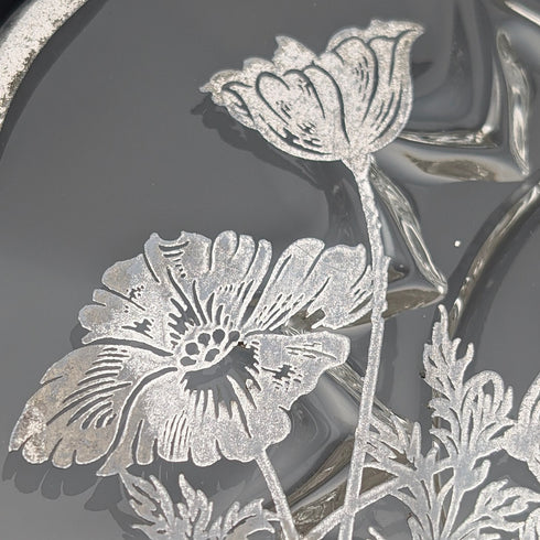 米国ヴィンテージ シルバーオーバーレイ スモールディッシュ 直径18cm Silver City Glass Co