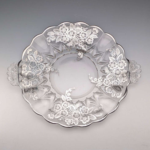 米国ヴィンテージ シルバーオーバーレイ ラージディッシュ 直径28cm Silver City Glass Co
