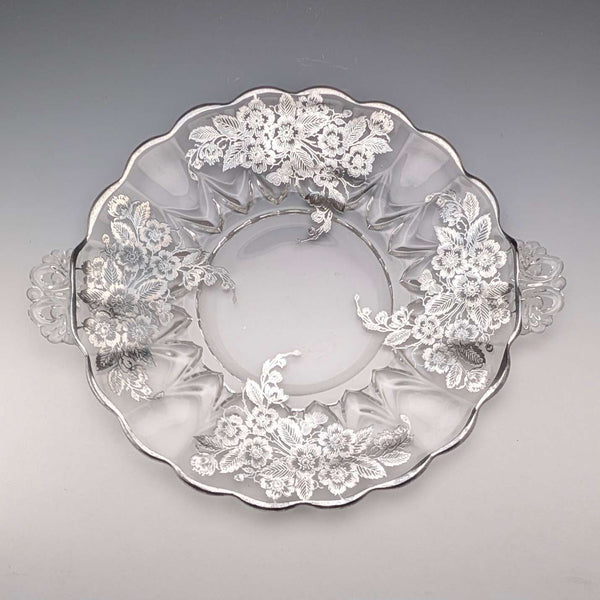 米国ヴィンテージ シルバーオーバーレイ ラージディッシュ 直径28cm Silver City Glass Co