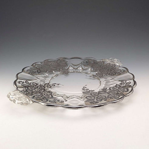 米国ヴィンテージ シルバーオーバーレイ ラージディッシュ 直径28cm Silver City Glass Co