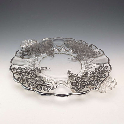 米国ヴィンテージ シルバーオーバーレイ ラージディッシュ 直径28cm Silver City Glass Co