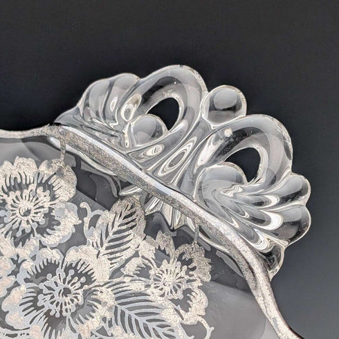 米国ヴィンテージ シルバーオーバーレイ ラージディッシュ 直径28cm Silver City Glass Co