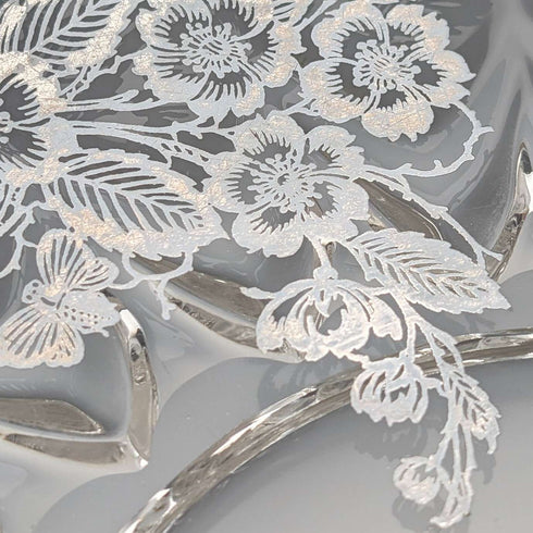 米国ヴィンテージ シルバーオーバーレイ ラージディッシュ 直径28cm Silver City Glass Co