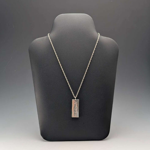 1977 British Sterling Silver Jubilee Ingot Pendant with Sterling Silver Necklace, Total 36g