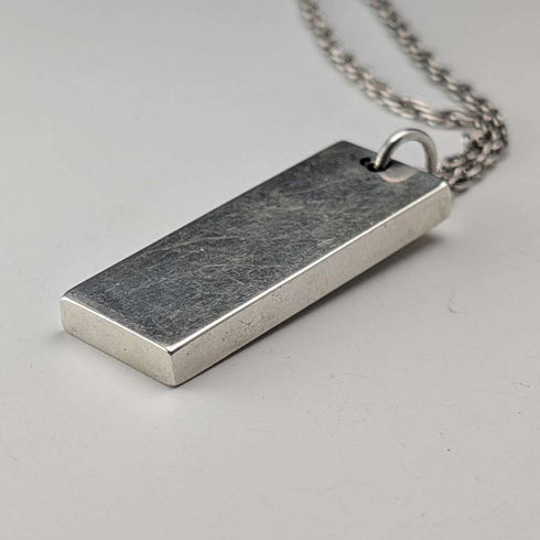 1977 British Sterling Silver Jubilee Ingot Pendant with Sterling Silver Necklace, Total 36g