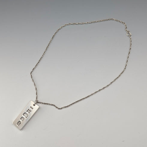 1977年 英國 純銀製 紀念金條吊墜附純銀項鍊 總重36g