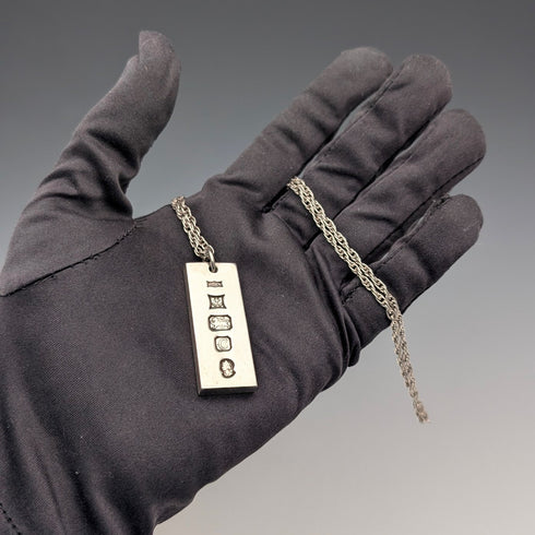 1977年 英國 純銀製 紀念金條吊墜附純銀項鍊 總重36g