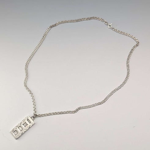 1979 British Pure Silver Ingot Pendant with Pure Silver Necklace, Total 24g, P&RB
