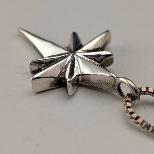 ヴィンテージ 純銀製スター型ペンダント 純銀ネックレス付き 計8g