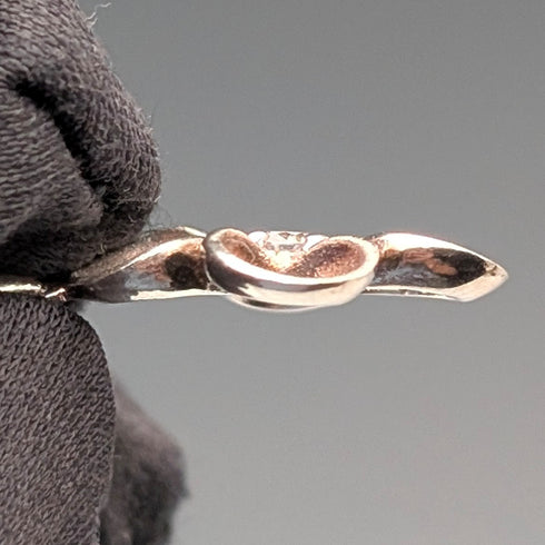 復古鑲石純銀花卉吊墜 附純銀項鍊 總重2g