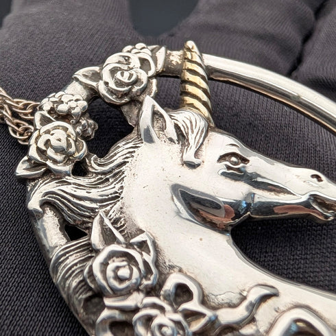 英国復古 純銀製獨角獸墜飾 附純銀項鍊 總重16.7g