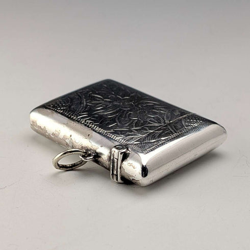 1911 British Antique Sterling Silver Vesta Case 18g Match Case Arthur Barnett & Co
