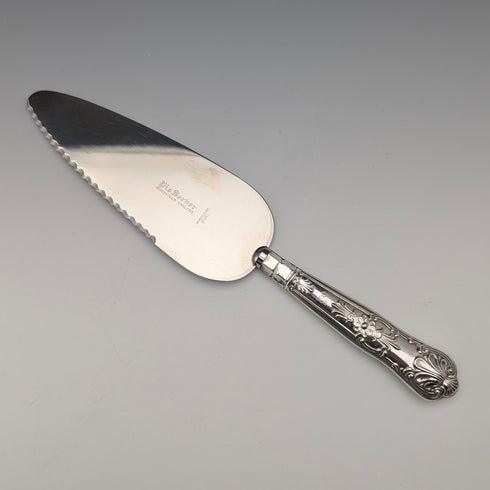 1972 British Vintage Cake Slicer with Sterling Silver Handle, Boxed, Harrison Brothers