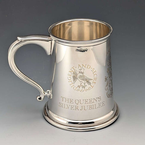 1977 Queen Elizabeth II Silver Jubilee Sterling Silver Tankard 338g Yorkshire Mint