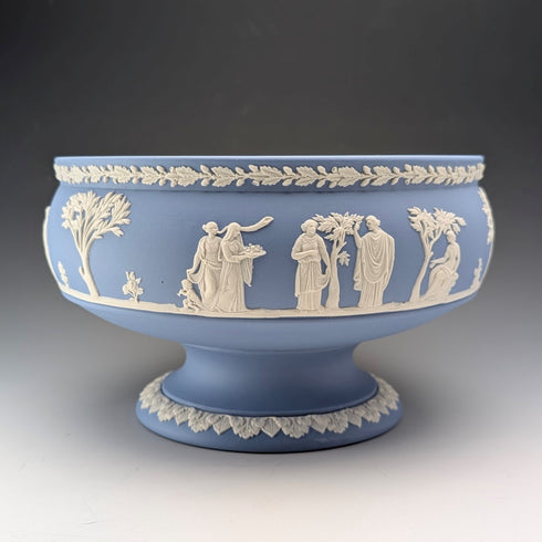 Vintage British Wedgwood Jasperware Large Footed Bowl, Pale Blue