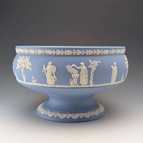 Vintage British Wedgwood Jasperware Large Footed Bowl, Pale Blue