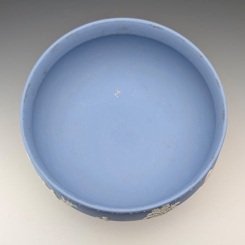 Vintage British Wedgwood Jasperware Large Footed Bowl, Pale Blue