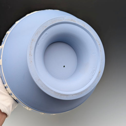 Vintage British Wedgwood Jasperware Large Footed Bowl, Pale Blue