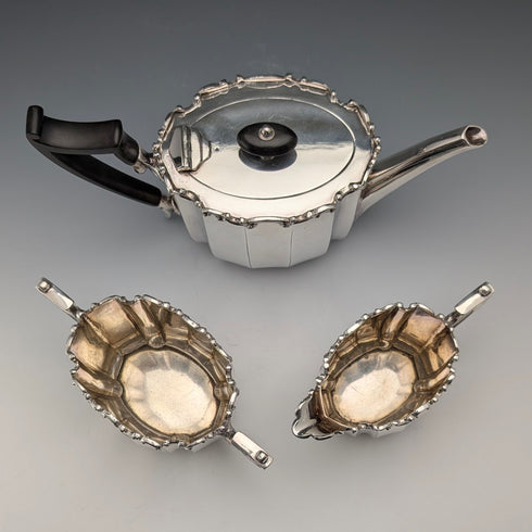 Early 20th Century British Antique Silverplate Bachelor Tea Set, 3-Piece Set, JAMES DIXON & SON