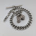 1891 Antique British Sterling Silver Albert Chain, 39g, Carriage-shaped fob.
