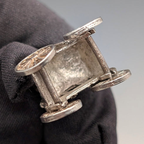 1891 Antique British Sterling Silver Albert Chain, 39g, Carriage-shaped fob.