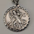 1888 British Antique Sterling Silver Albert Chain, Fancy Link, 42g, with St. Christopher Sterling Silver Medal Fob.