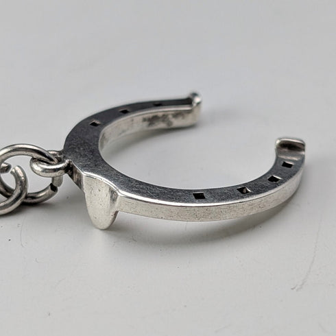 1900 Antique British Sterling Silver Albert Chain, 36g, with Sterling Silver Horseshoe FOB.