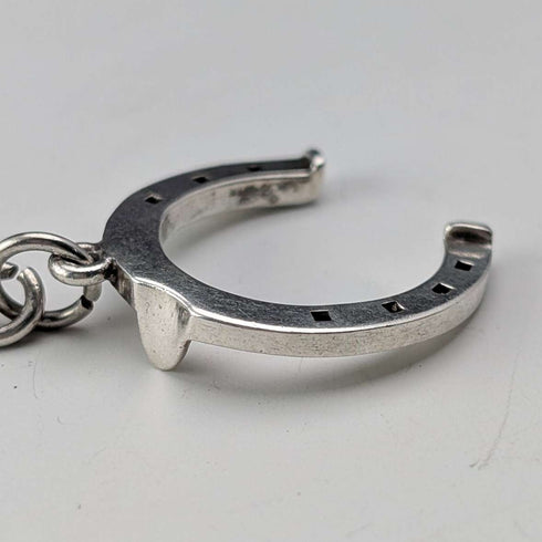 1900 Antique British Sterling Silver Albert Chain, 36g, with Sterling Silver Horseshoe FOB.