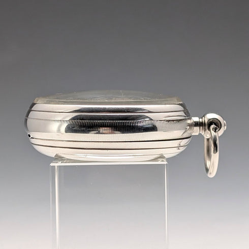 1888 British Antique, Pure Silver Case, Key-Wind, Large Pocket Watch, 56mm Diameter, Good Working Condition.