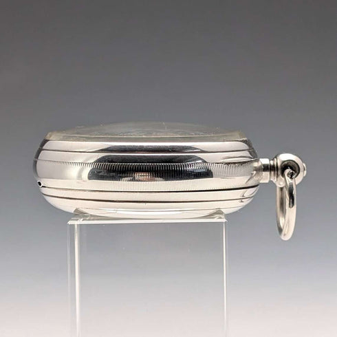 1888 British Antique, Pure Silver Case, Key-Wind, Large Pocket Watch, 56mm Diameter, Good Working Condition.