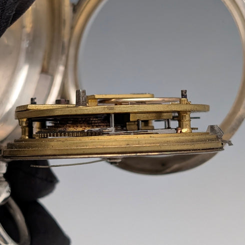 1888 British Antique, Pure Silver Case, Key-Wind, Large Pocket Watch, 56mm Diameter, Good Working Condition.