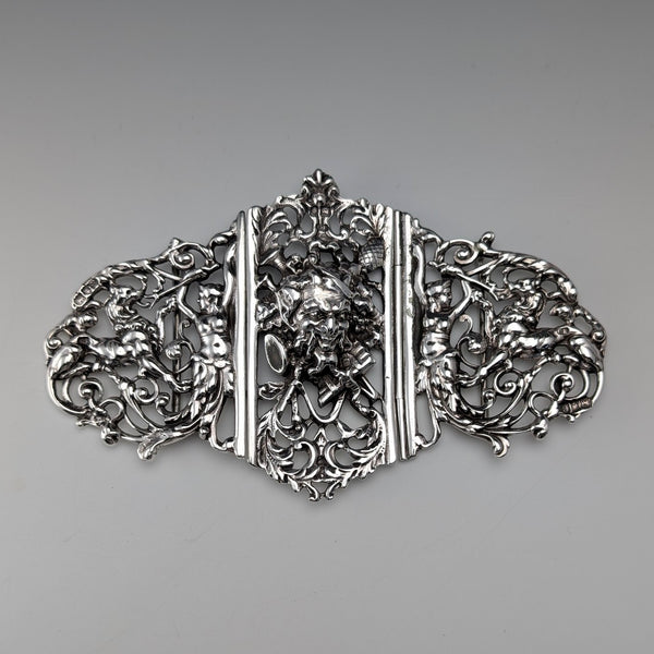 1898 British Antique Sterling Silver Nurse Belt Buckle 118g Charles Edwards