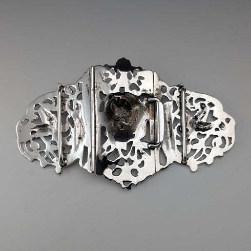 1898 British Antique Sterling Silver Nurse Belt Buckle 118g Charles Edwards